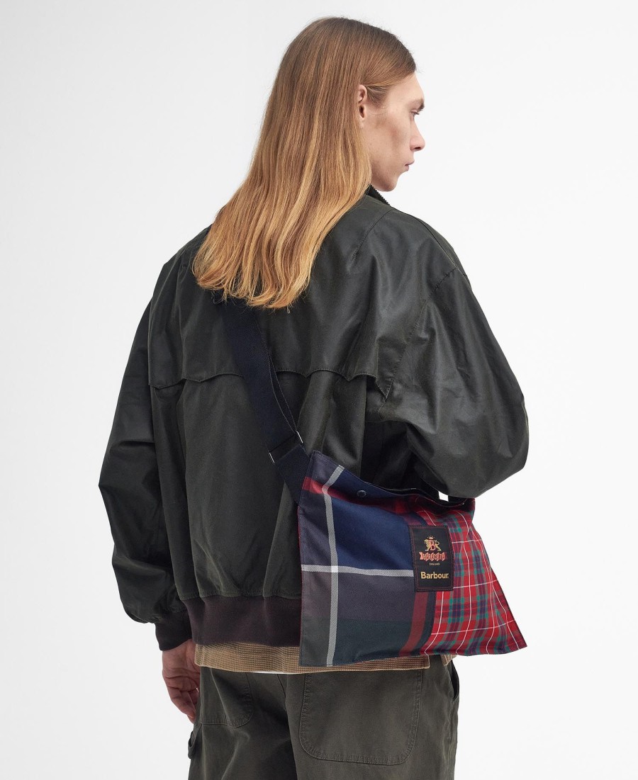 barbour x baracuta geruite crossbodytas