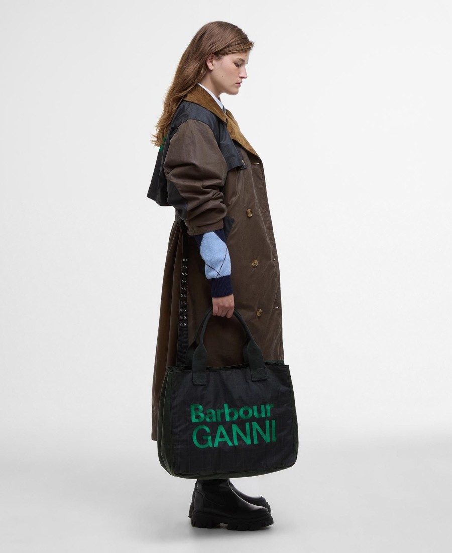 barbour x ganni wax tote bag
