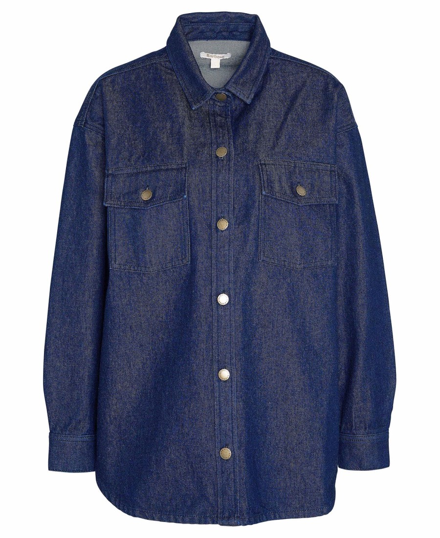 cassie denim oversized shirt met lange mouwen
