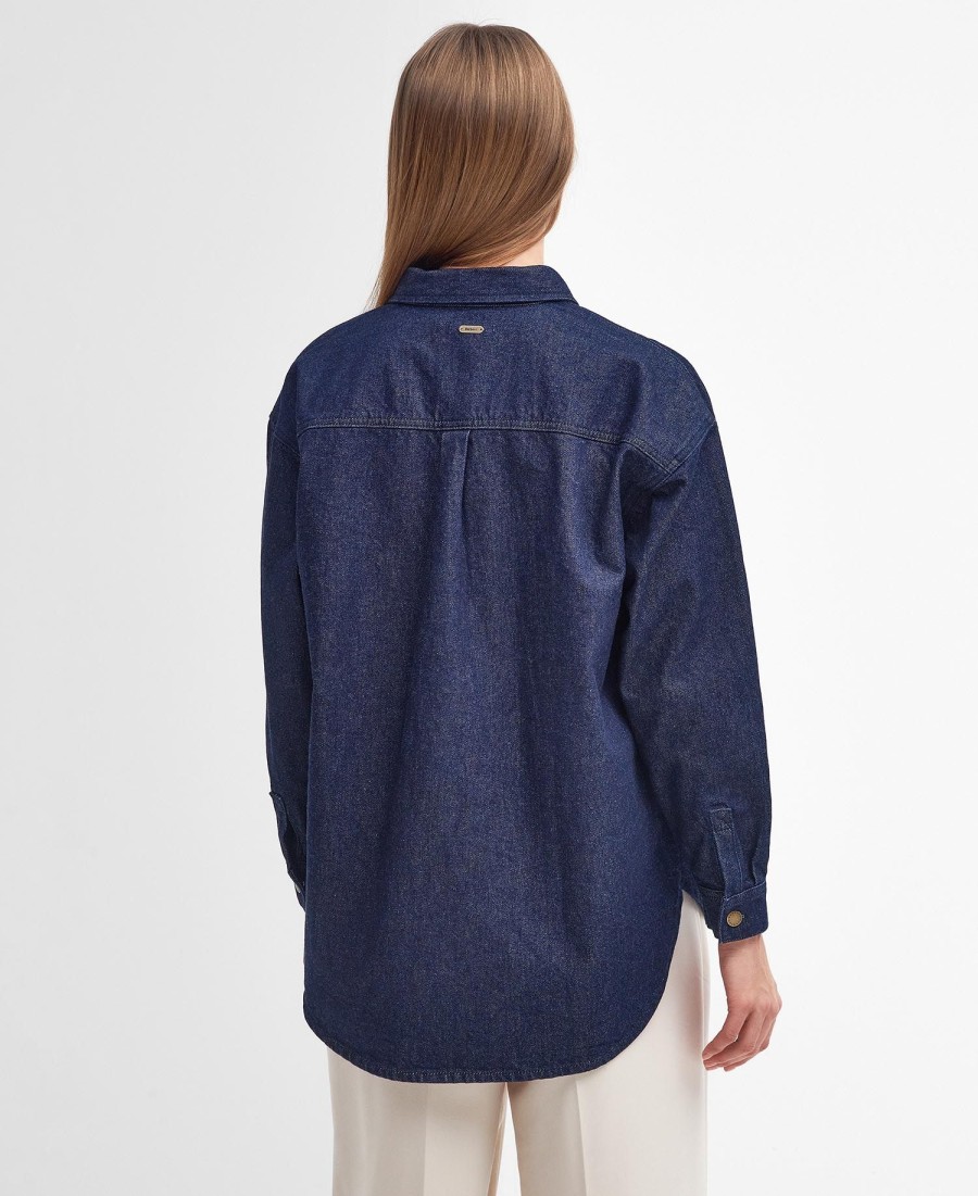 cassie denim oversized shirt met lange mouwen
