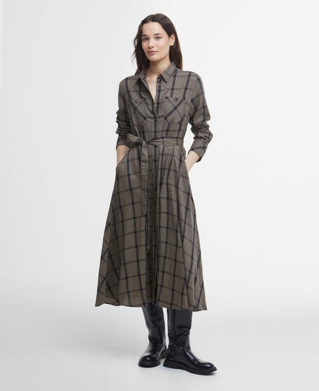 claudia geruite midi-jurk