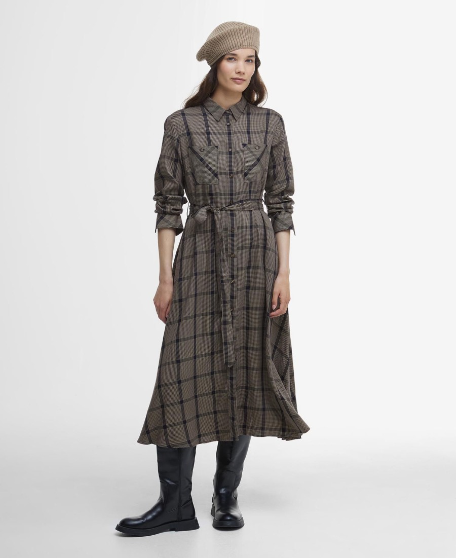 claudia geruite midi-jurk