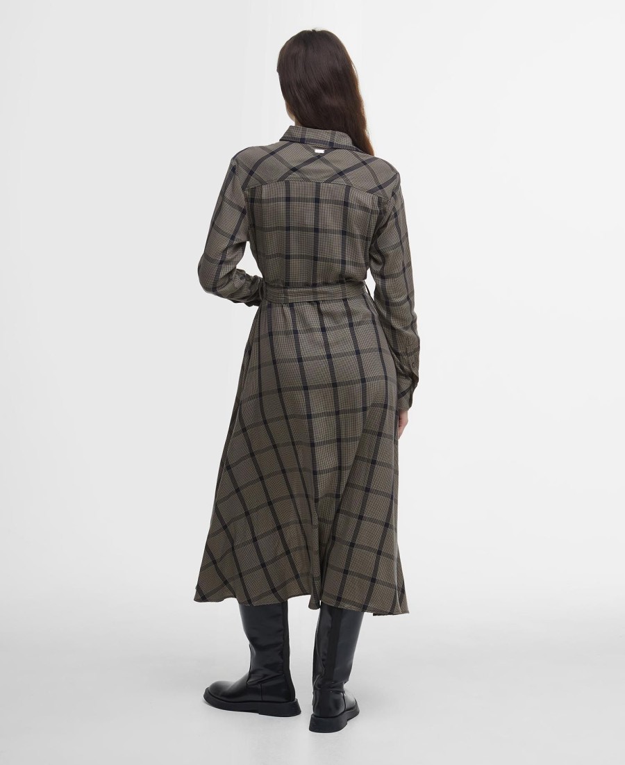 claudia geruite midi-jurk
