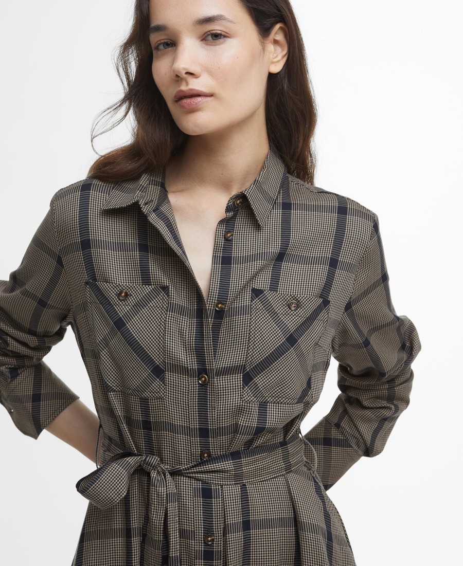 claudia geruite midi-jurk