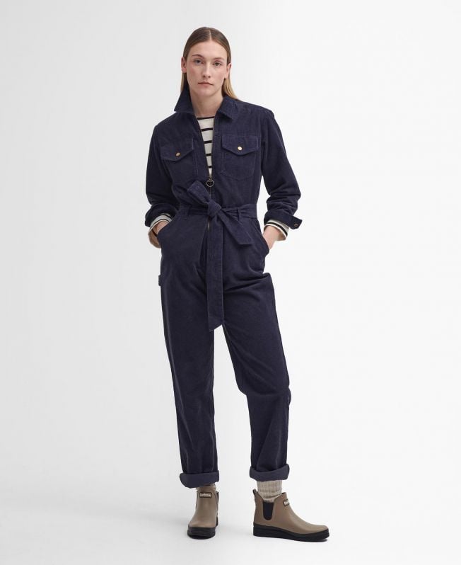 amberkleurige velours jumpsuit