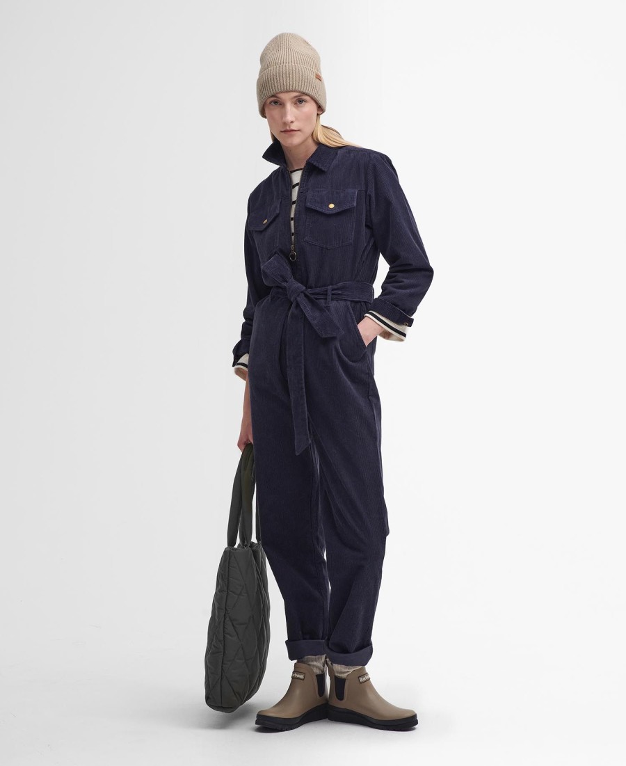 amberkleurige velours jumpsuit