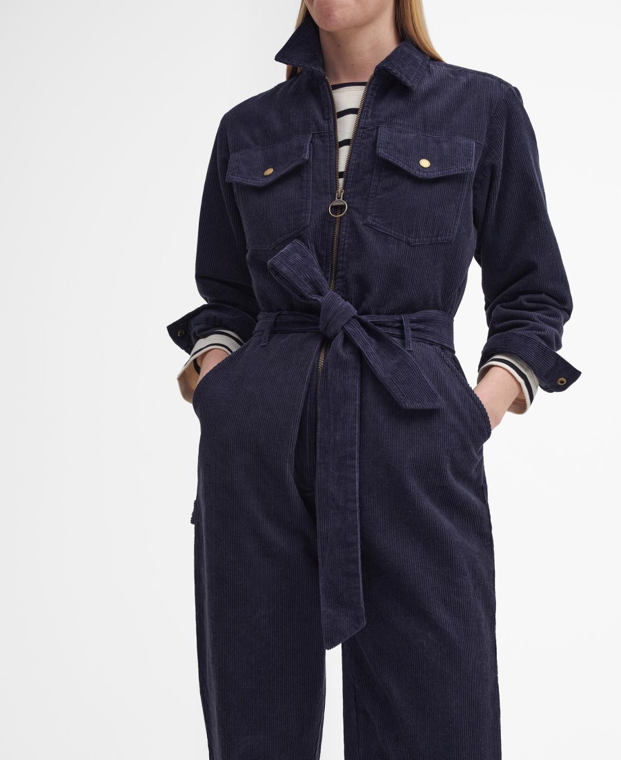 amberkleurige velours jumpsuit