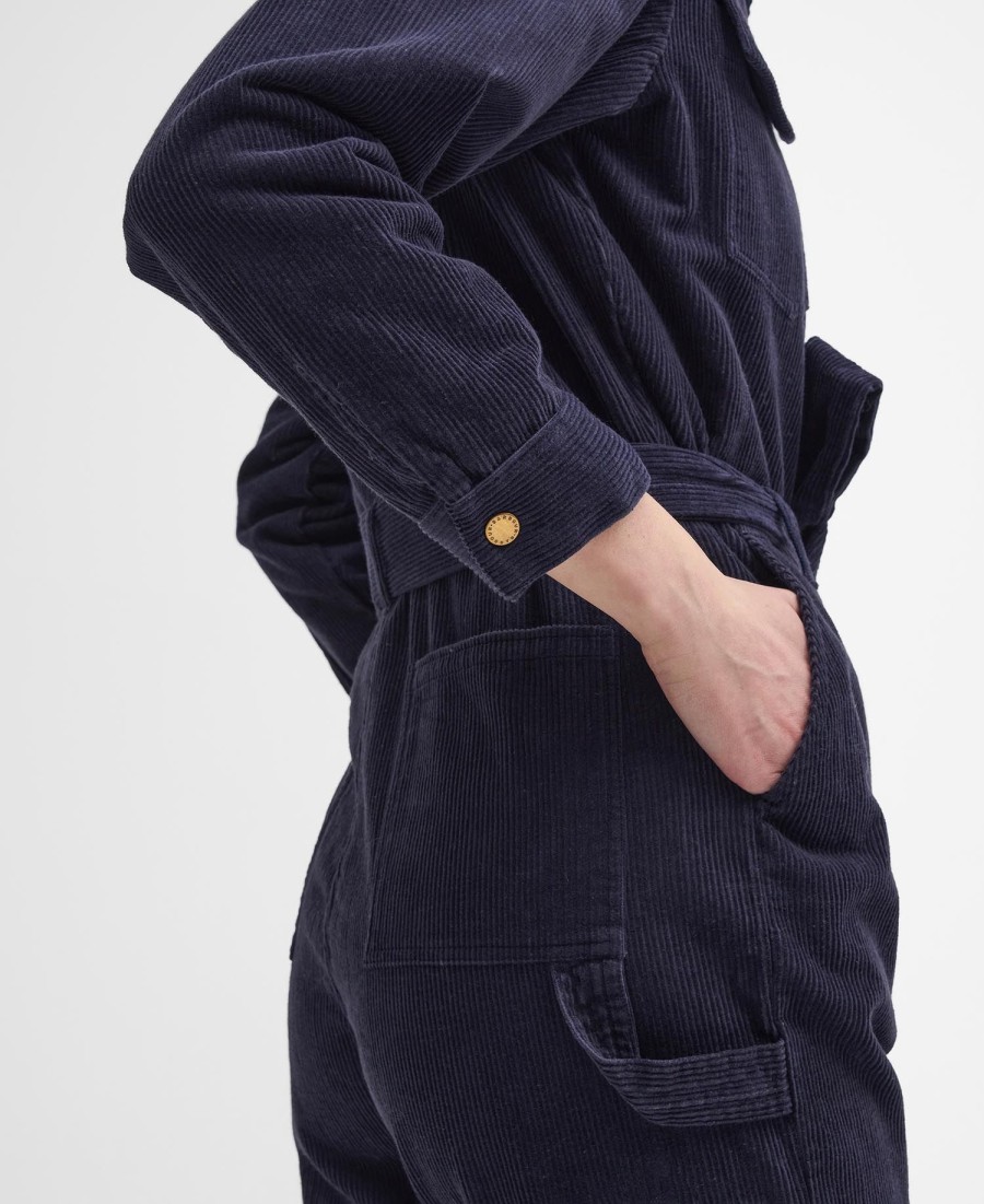 amberkleurige velours jumpsuit