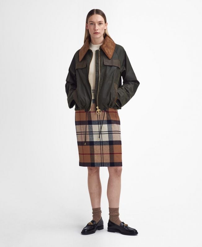 rosa tartan midi rok