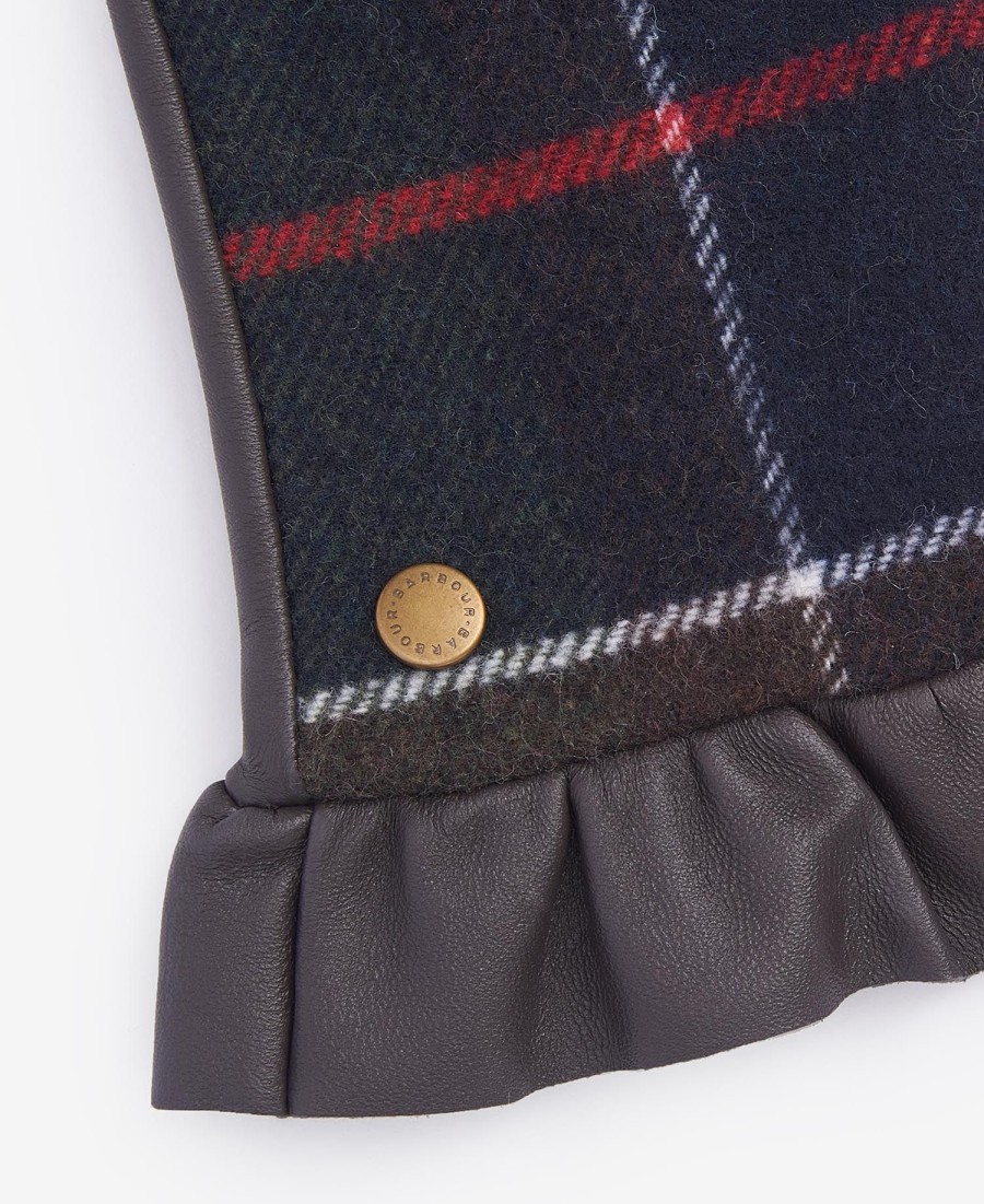 elishaw leren handschoenen met tartanprint