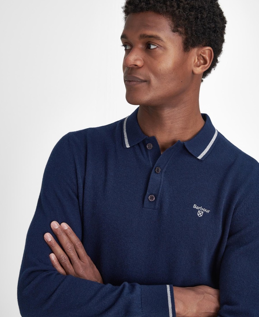 nocton gebreide polo met lange mouwen