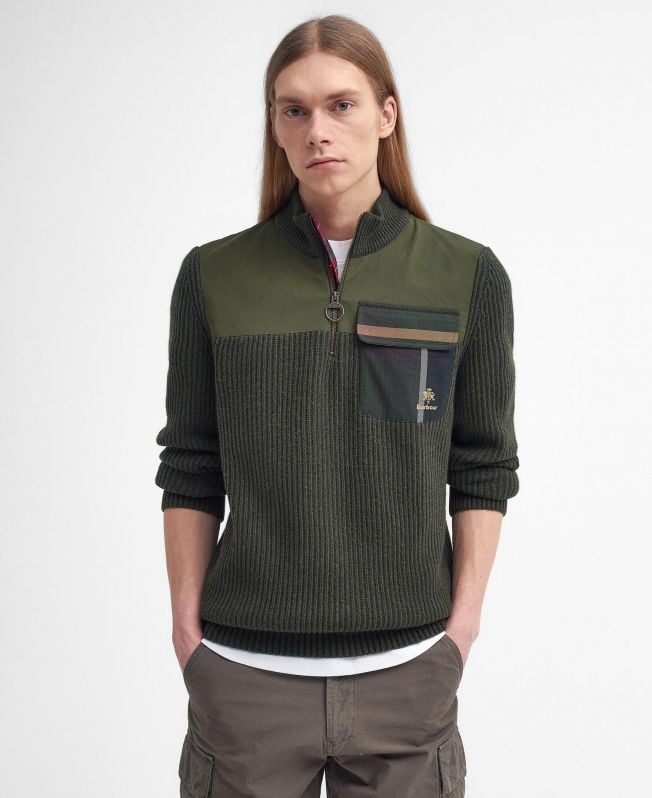 barbour x baracuta miller trui met halve rits