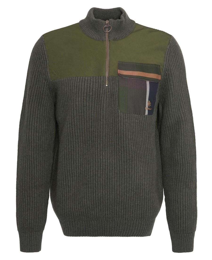 barbour x baracuta miller trui met halve rits