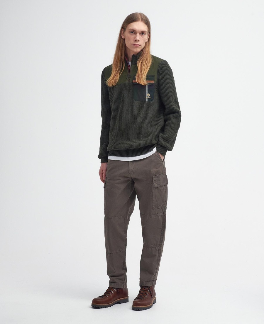 barbour x baracuta miller trui met halve rits