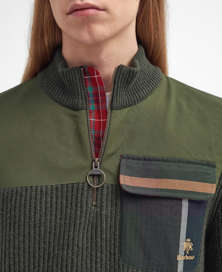 barbour x baracuta miller trui met halve rits