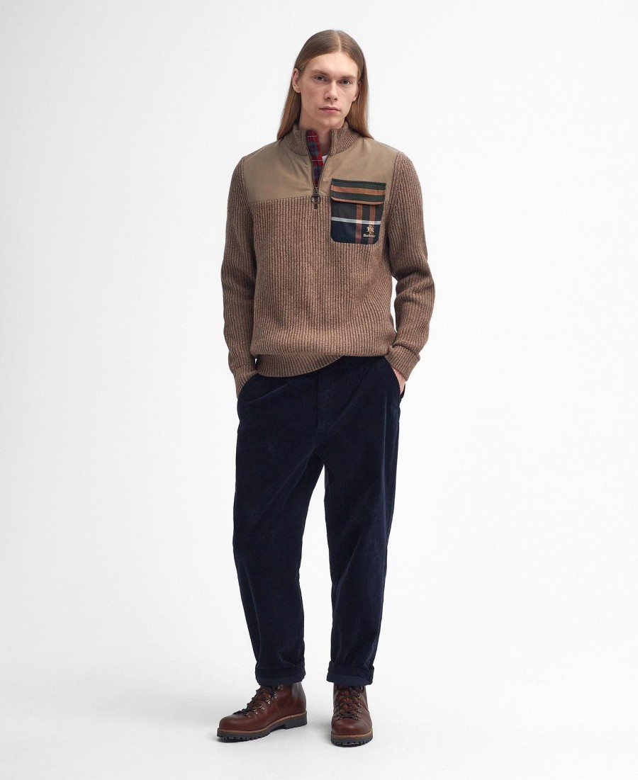 barbour x baracuta miller trui met halve rits