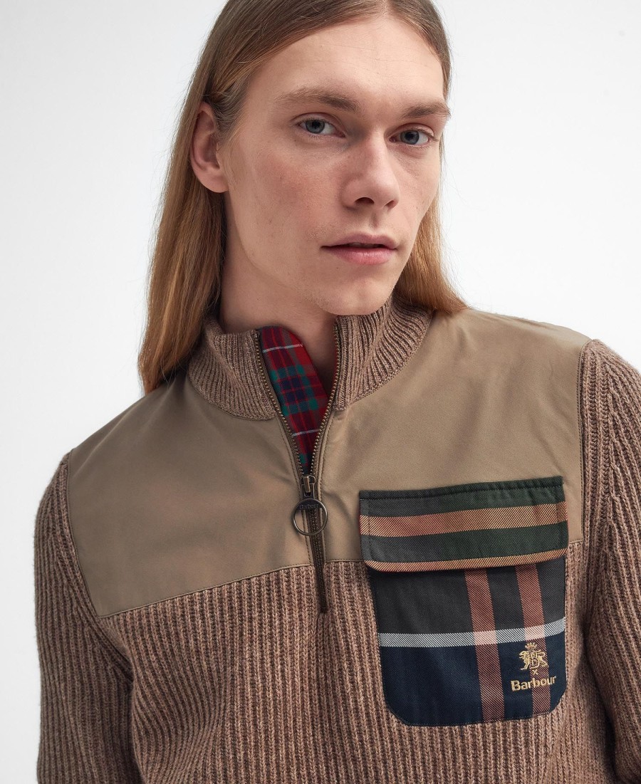barbour x baracuta miller trui met halve rits