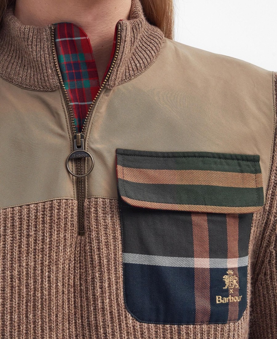 barbour x baracuta miller trui met halve rits