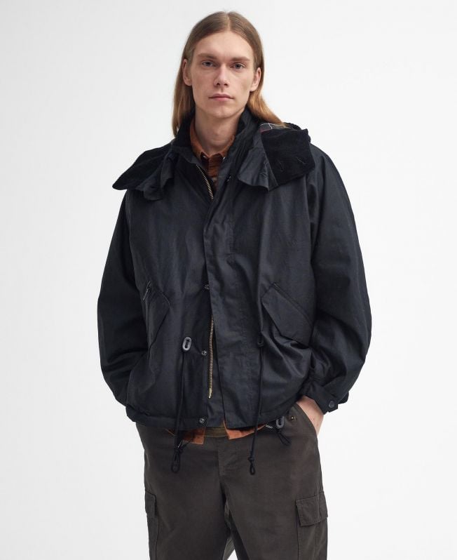 korte parka met winddichte waxlaag