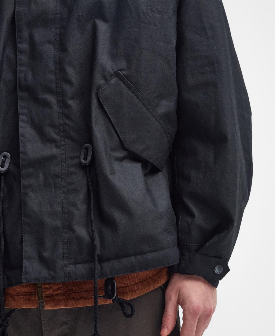 korte parka met winddichte waxlaag