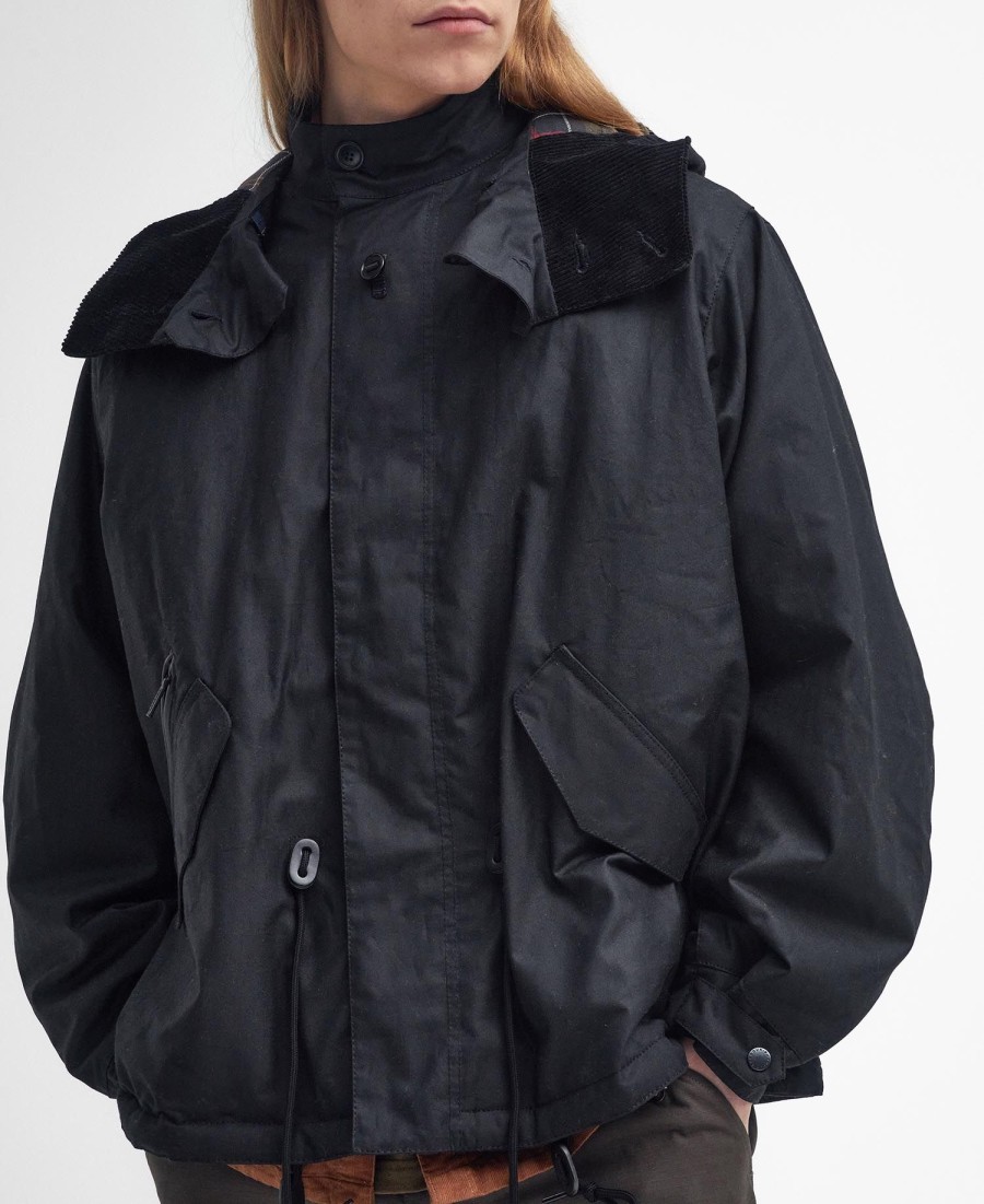 korte parka met winddichte waxlaag