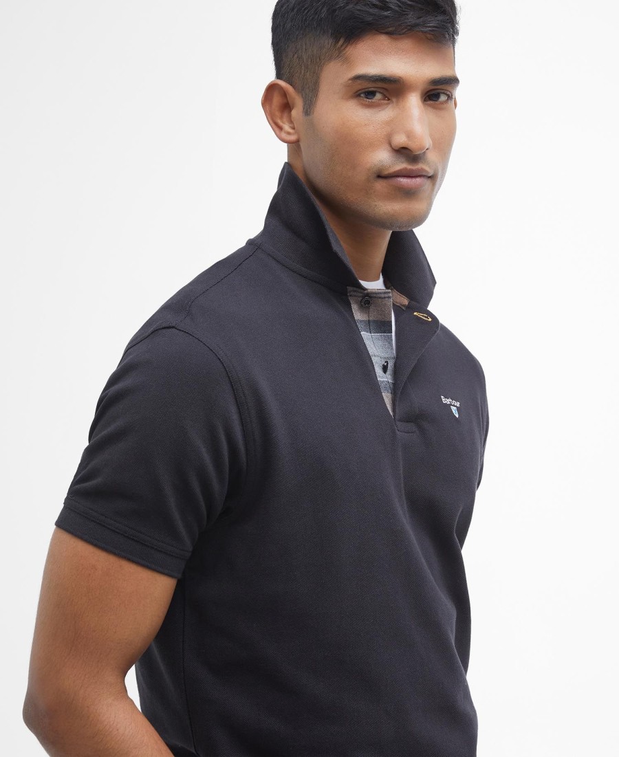 polo shirt met schotse ruit en piqué-print