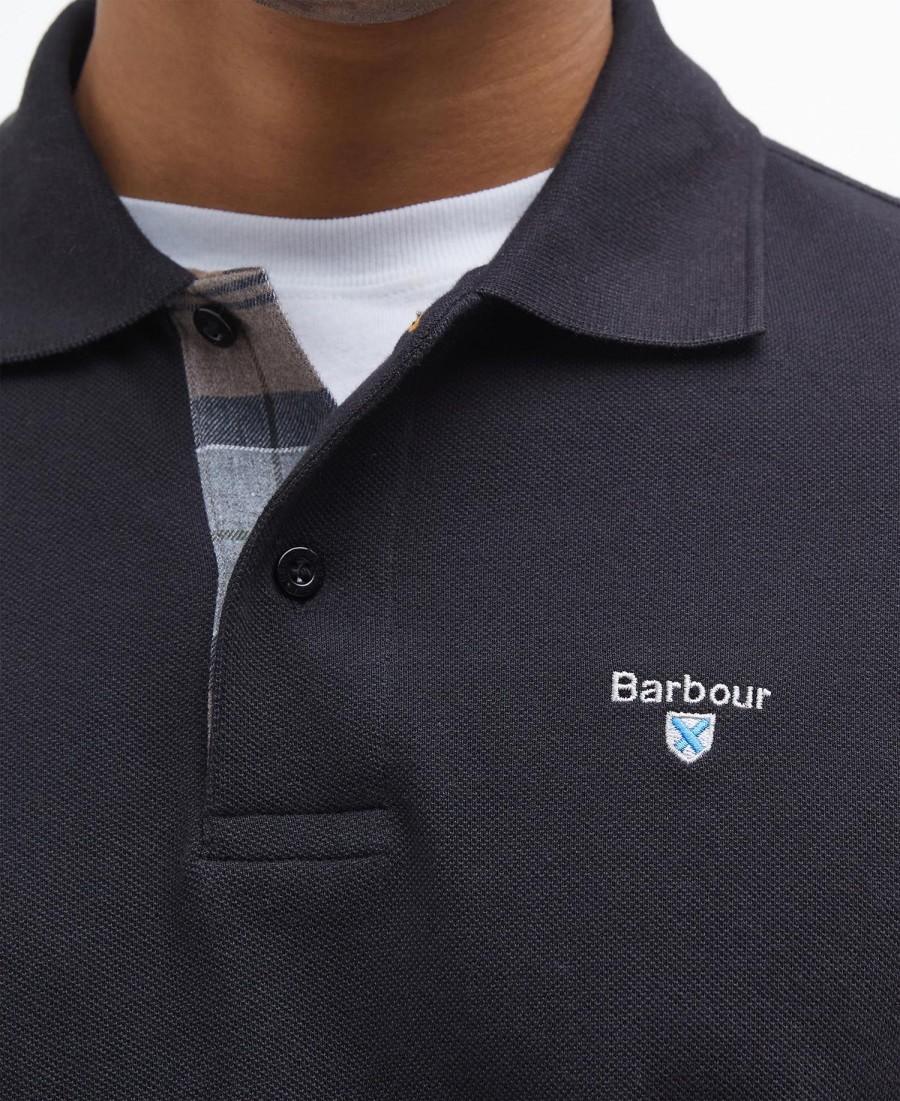 polo shirt met schotse ruit en piqué-print
