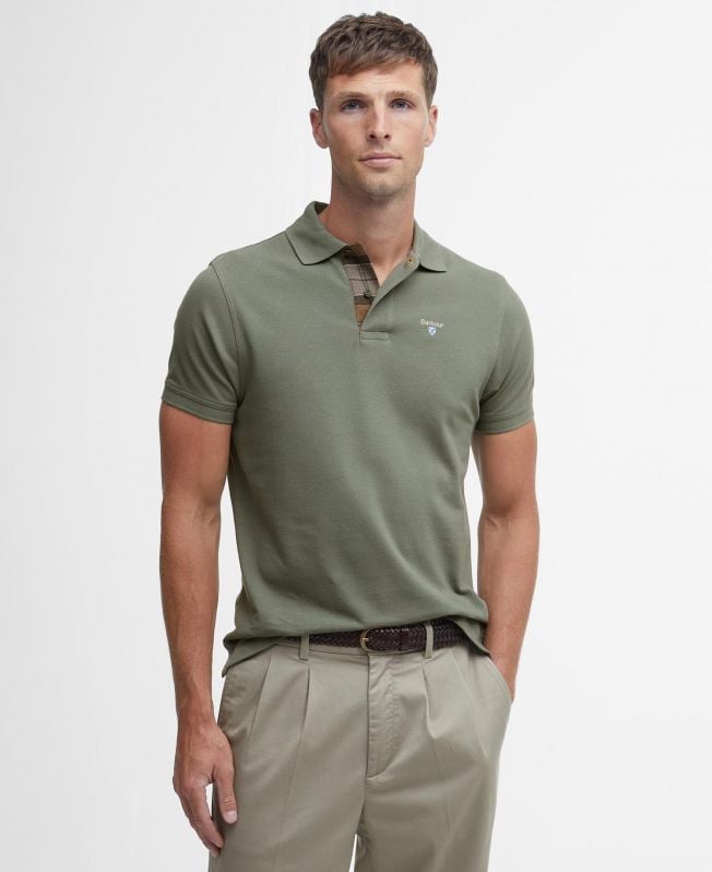 polo shirt met schotse ruit en piqué-print