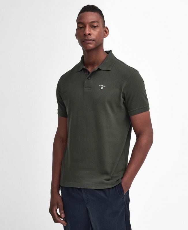 polo shirt met schotse ruit en piqué-print