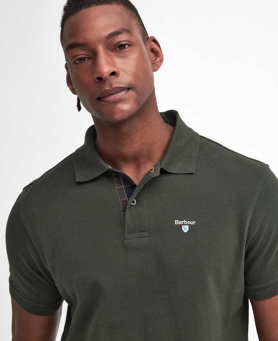 polo shirt met schotse ruit en piqué-print