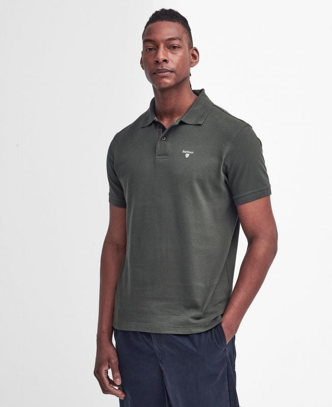 polo shirt met schotse ruit en piqué-print