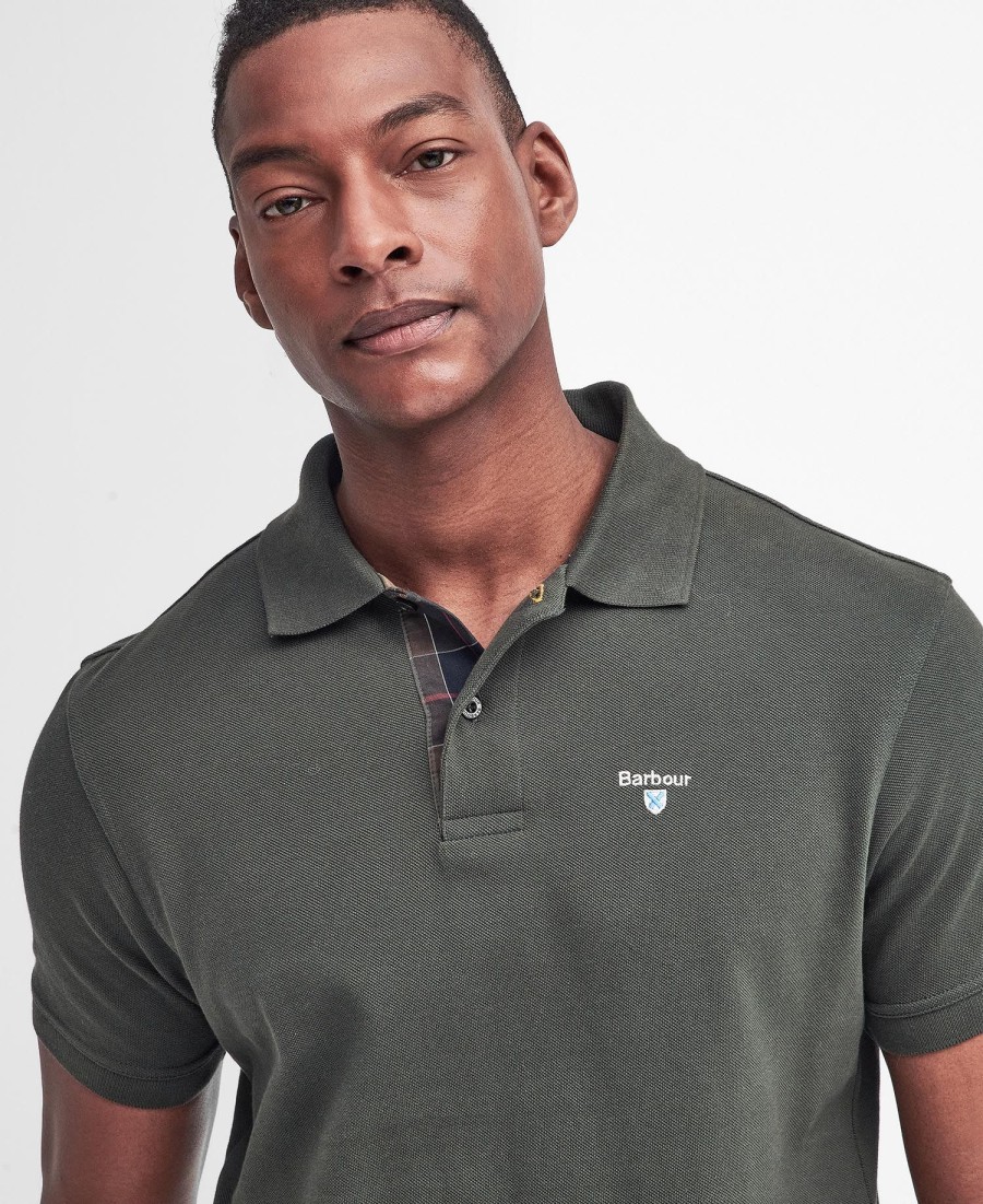 polo shirt met schotse ruit en piqué-print