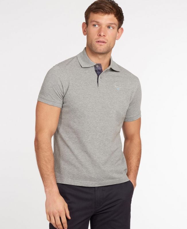 polo shirt met schotse ruit en piqué-print