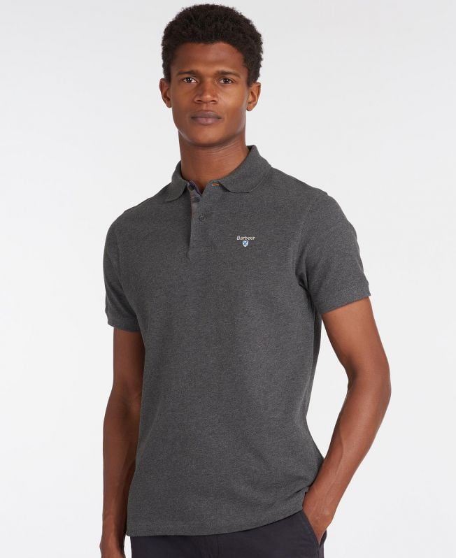 polo shirt met schotse ruit en piqué-print