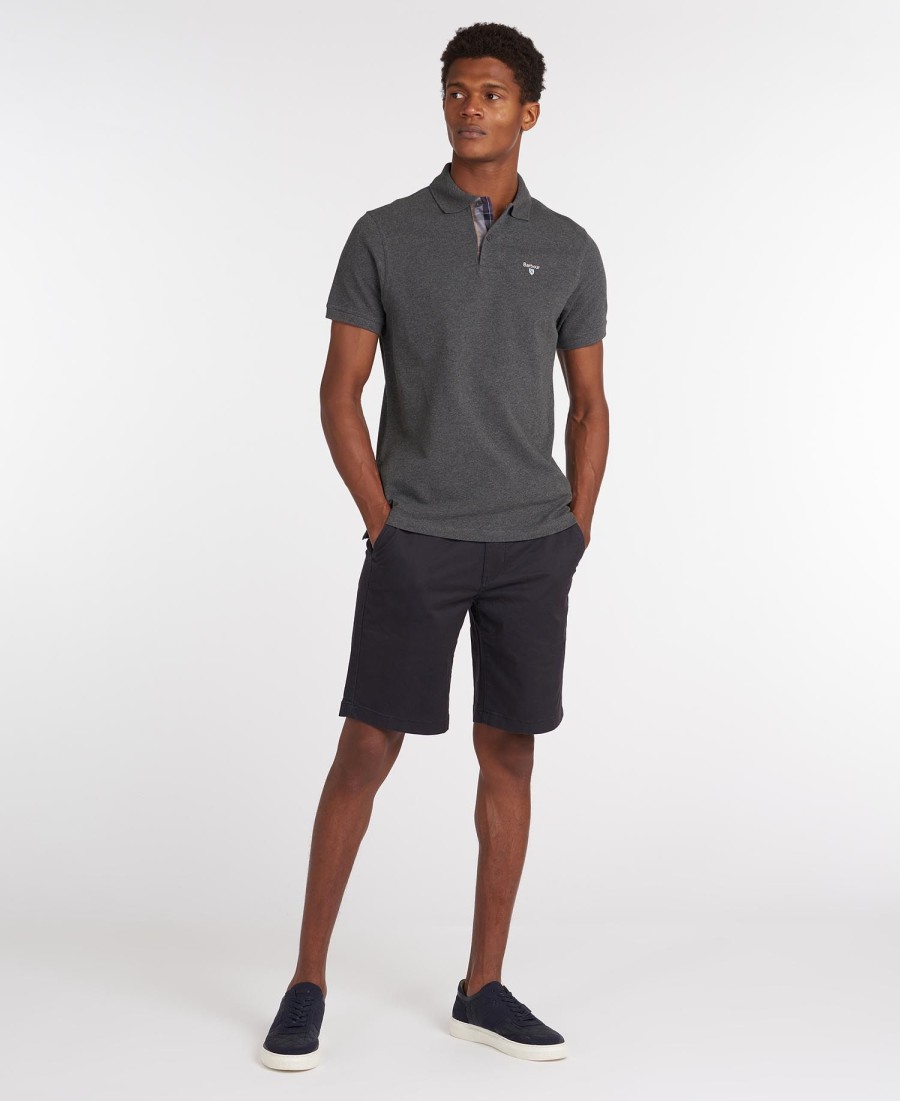 polo shirt met schotse ruit en piqué-print