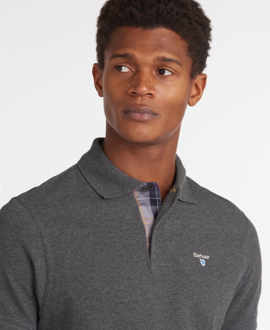 polo shirt met schotse ruit en piqué-print