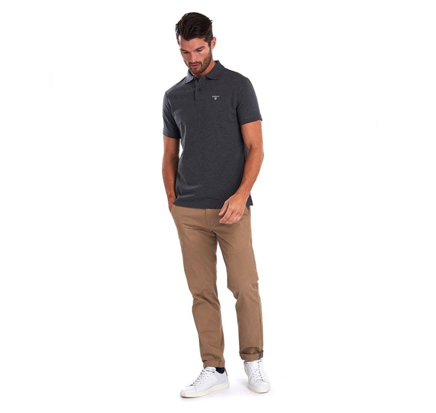 polo shirt met schotse ruit en piqué-print