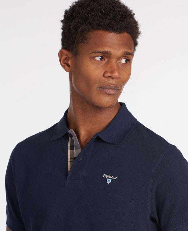 polo shirt met schotse ruit en piqué-print