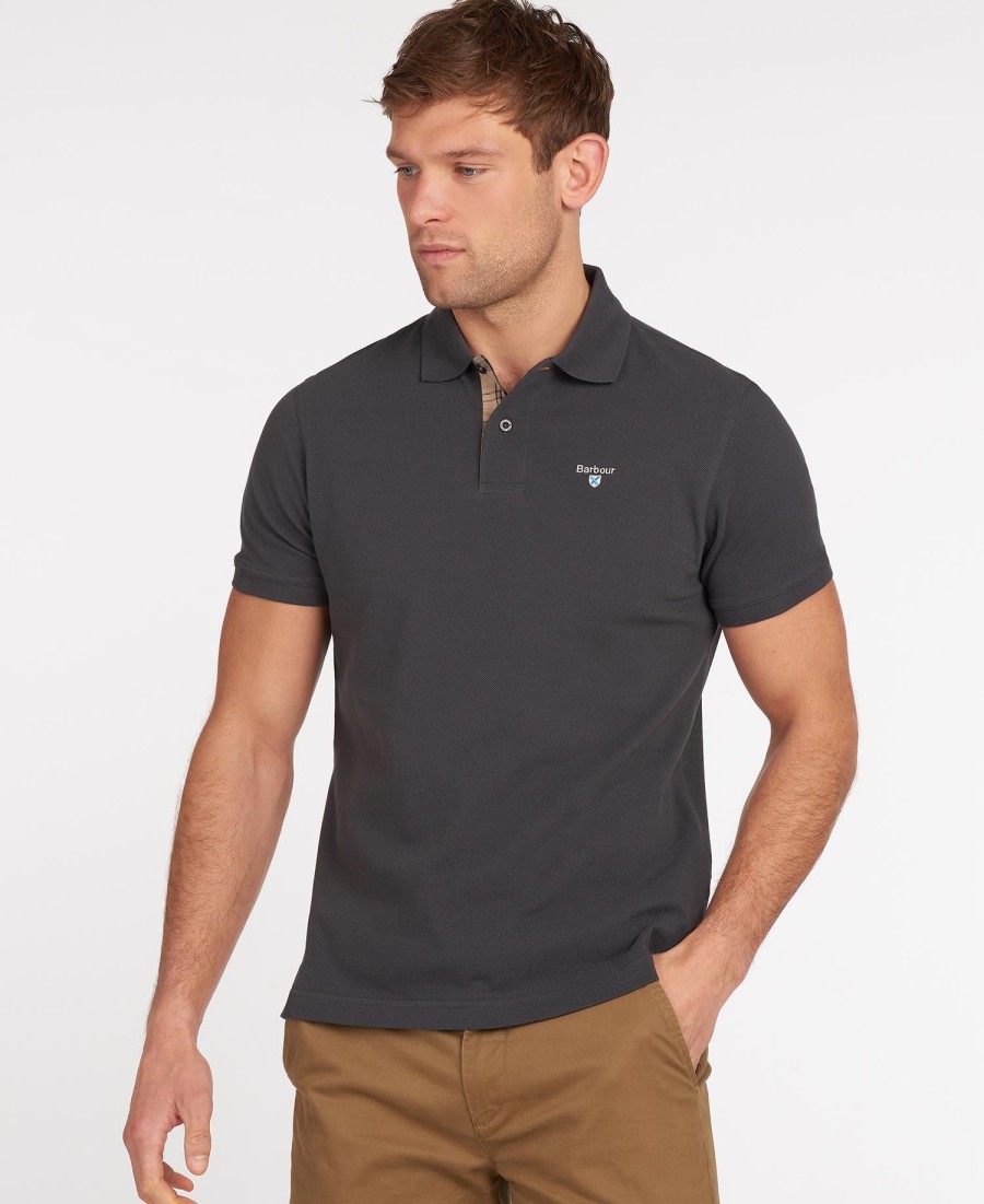 polo shirt met schotse ruit en piqué-print