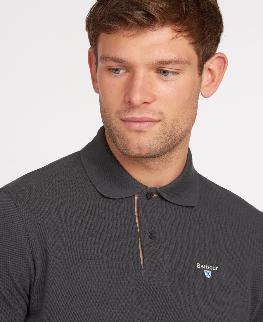 polo shirt met schotse ruit en piqué-print