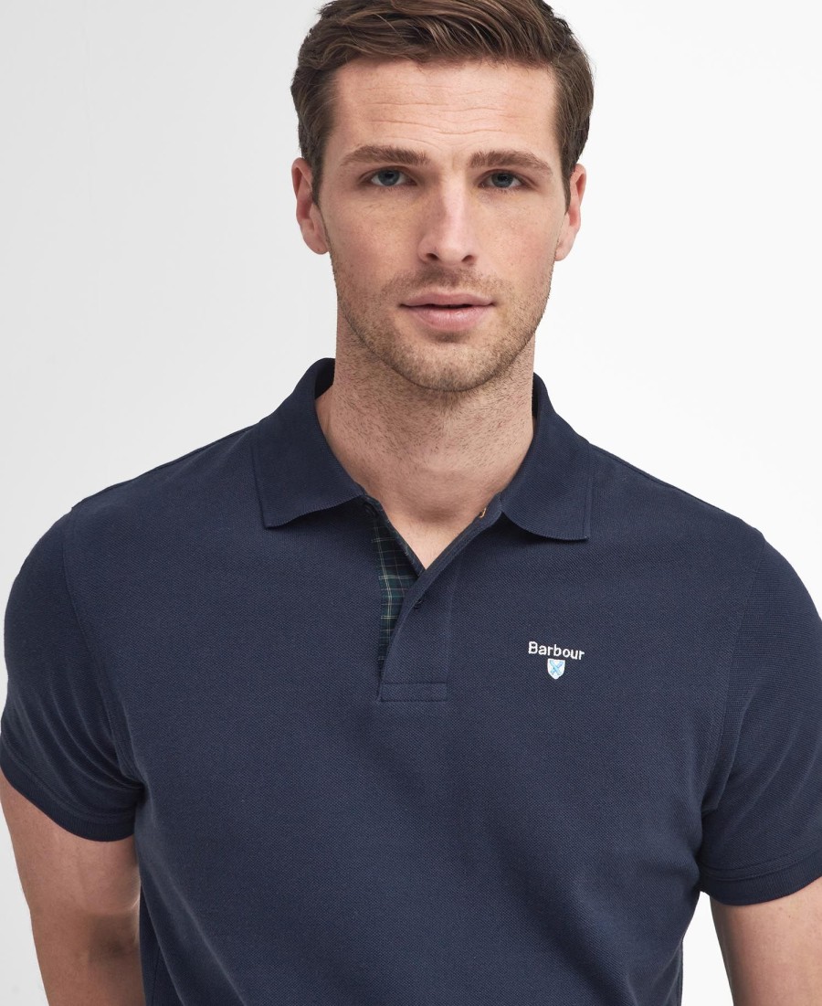 polo shirt met schotse ruit en piqué-print