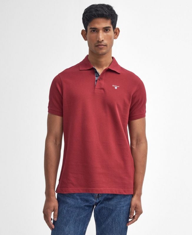 polo shirt met schotse ruit en piqué-print