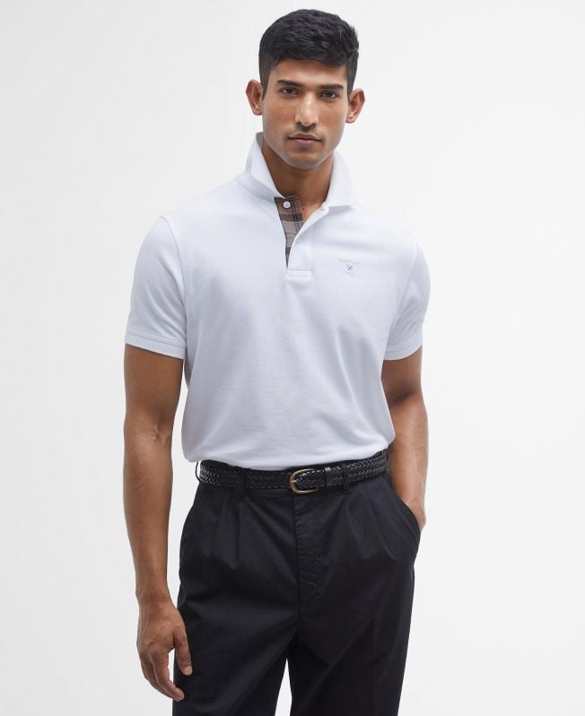 polo shirt met schotse ruit en piqué-print