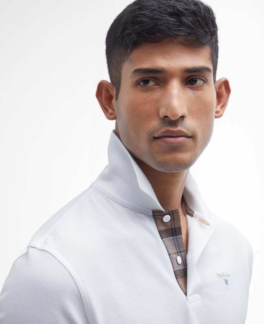 polo shirt met schotse ruit en piqué-print