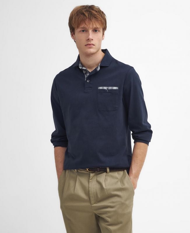 corpatch poloshirt met lange mouwen