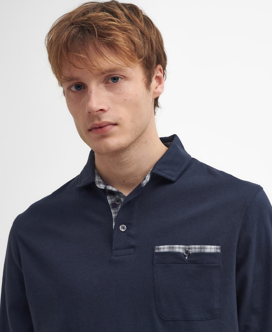 corpatch poloshirt met lange mouwen