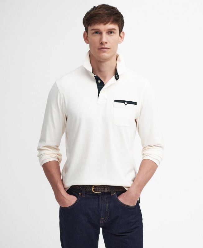 corpatch poloshirt met lange mouwen