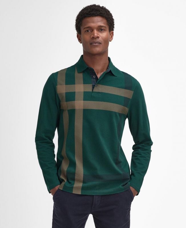 blaine tartan poloshirt met lange mouwen