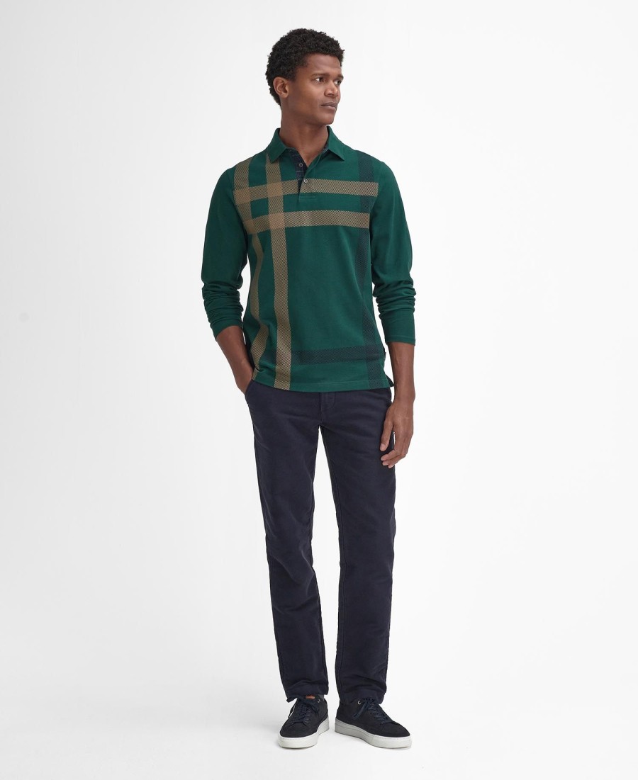 blaine tartan poloshirt met lange mouwen