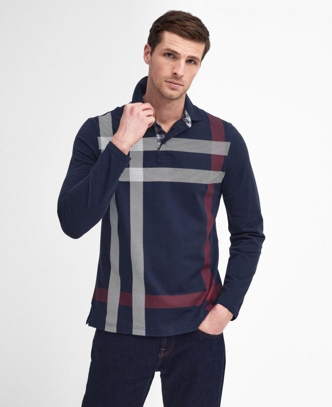 blaine tartan poloshirt met lange mouwen